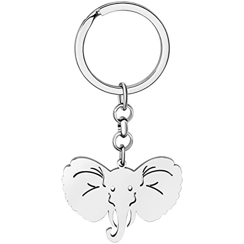 NEWEI Edelstahl Elefant Schlüsselanhänger Cute Elefanten Schlüsselring Geschenke für Damen Frauen Mädchen Handtasche Autoschlüssel Charms (Versilberter Elefant #3) von NEWEI