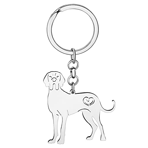 NEWEI Edelstahl Hund Schlüsselanhänger Cute Pet Hund Schlüsselanhänger für Frauen Mädchen Geldbörse Autoschlüssel Charms (Versilberte Deutsche Dogge) von NEWEI