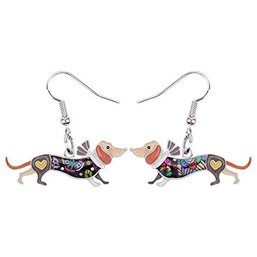 NEWEI Emaille Dackel Geschenke Cute Dackel Hund Ohrringe Dangle Tier Schmuck Für Damen Mädchen Hundebesitzer Charms (Lehm) von NEWEI