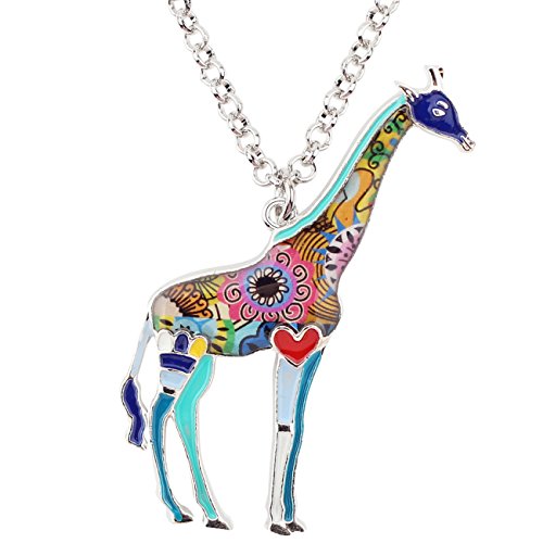 NEWEI Emaille Giraffe Halskette Kette für Damen Frauen Mädchen Cute Giraffe Schmuck Geschenke (Blau) von NEWEI