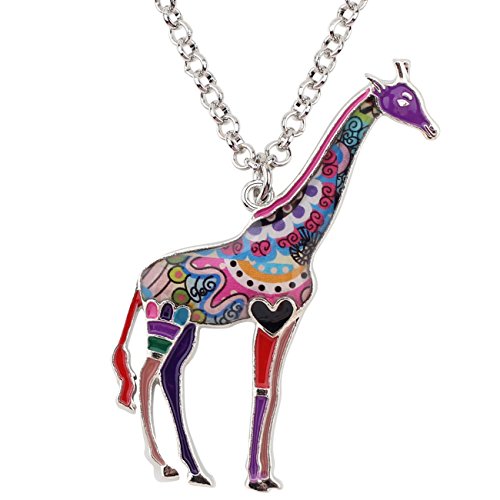 NEWEI Emaille Giraffe Halskette Kette für Damen Frauen Mädchen Cute Giraffe Schmuck Geschenke (Violett) von NEWEI