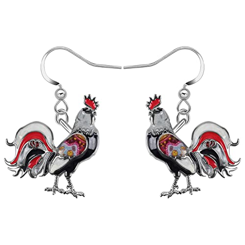 NEWEI Emaille Henne Huhn Ohrringe baumeln für Frauen Mädchen Huhn Liebhaber Schmuck Geschenke Charms (Dunkelheit) von NEWEI