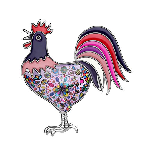 NEWEI Emaille Huhn Hühner Brosche Mode Hühner Pins Deko Tier Schmuck Für Frauen Mädchen Geschenk Kleidung Schal Charms (Violett) von NEWEI