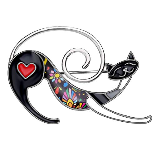 NEWEI Emaille Katze Brosche Pin Mode Hund Schmuck für Damen Mädchen Geschenke Charms Accessories (Graphitschwarz) von NEWEI