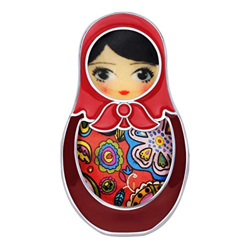 NEWEI Emaille Russische Nistpuppen Brosche Pin Mode Insekten Schmuck für Damen Mädchen Geschenke Charms Accessories (Rot) von NEWEI