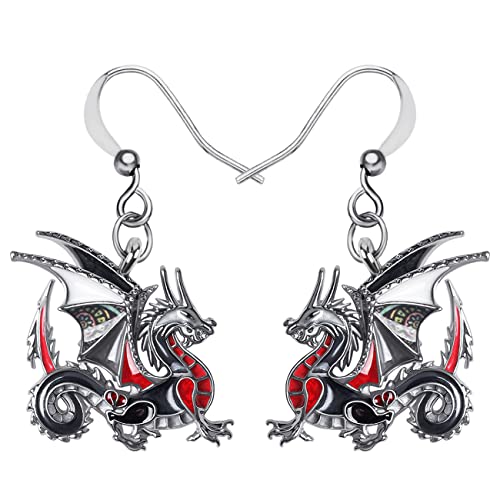 NEWEI Fantasy Emaille Dragons Ohrringe Cute Dragon Geschenke Drache Schmuck Charms für Damen Frauen Mädchen (Ebenholz Schwarz) von NEWEI