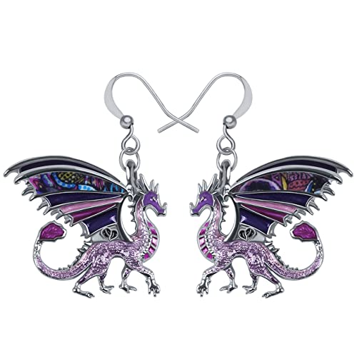 NEWEI Fantasy Emaille Dragons Ohrringe Cute Dragon Geschenke Drache Schmuck Charms für Damen Frauen Mädchen (Orchidee Violett) von NEWEI