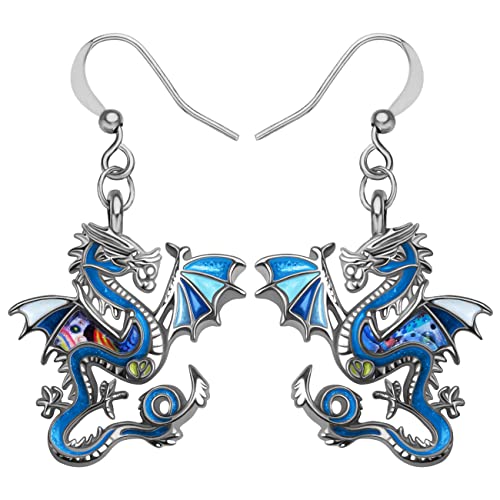 NEWEI Fantasy Emaille Dragons Ohrringe Cute Dragon Geschenke Drache Schmuck Charms für Damen Frauen Mädchen (Kobalt) von NEWEI
