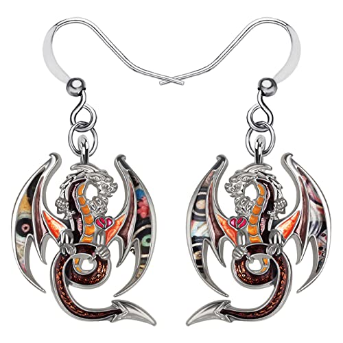 NEWEI Fantasy Emaille Dragons Ohrringe Cute Dragon Geschenke Drache Schmuck Charms für Damen Frauen Mädchen (Kürbis) von NEWEI