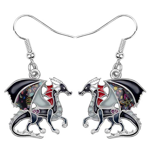 NEWEI Fantasy Emaille Dragons Ohrringe Cute Dragon Geschenke Drache Schmuck Charms für Damen Frauen Mädchen (Schwarz) von NEWEI