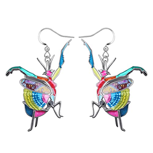 NEWEI Funny Emaille Gottesanbeterin Ohrringe Hängend Insekten Schmuck Garten Tier Ornamente Charms Für Damen Mädchen (Geblümt) von NEWEI