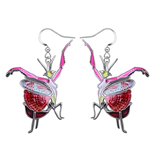 NEWEI Funny Emaille Gottesanbeterin Ohrringe Hängend Insekten Schmuck Garten Tier Ornamente Charms Für Damen Mädchen (Kirsche) von NEWEI