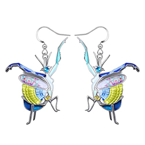 NEWEI Funny Emaille Gottesanbeterin Ohrringe Hängend Insekten Schmuck Garten Tier Ornamente Charms Für Damen Mädchen (Marineblau) von NEWEI