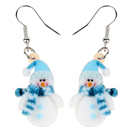 NEWEI Nette Acryl Cartoon Weihnachten Schneemann Ohrringe Drop Dangle Dekoration Kostüme Schmuck Für Frauen Mädchen Geschenk Neujahr (Himmelblau) von NEWEI