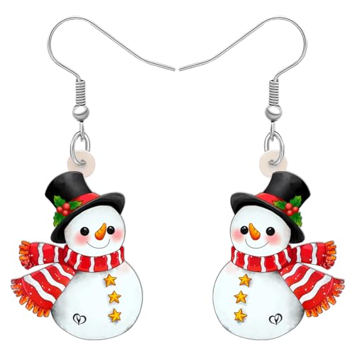 NEWEI Nette Acryl Cartoon Weihnachten Schneemann Ohrringe Drop Dangle Dekoration Kostüme Schmuck Für Frauen Mädchen Geschenk Neujahr (Weihnachten Schneemann E) von NEWEI