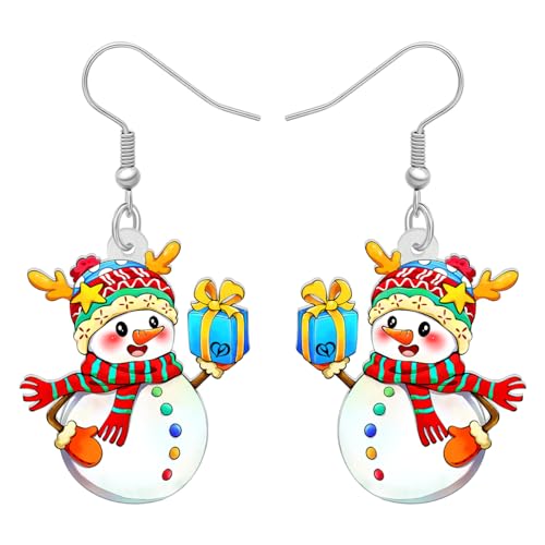 NEWEI Nette Acryl Cartoon Weihnachten Schneemann Ohrringe Drop Dangle Dekoration Kostüme Schmuck Für Frauen Mädchen Geschenk Neujahr (Weihnachts Schneemann A) von NEWEI