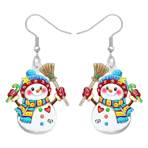 NEWEI Nette Acryl Cartoon Weihnachten Schneemann Ohrringe Drop Dangle Dekoration Kostüme Schmuck Für Frauen Mädchen Geschenk Neujahr (Weihnachts Schneemann B) von NEWEI