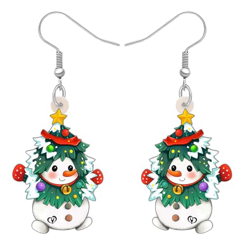 NEWEI Nette Acryl Cartoon Weihnachten Schneemann Ohrringe Drop Dangle Dekoration Kostüme Schmuck Für Frauen Mädchen Geschenk Neujahr (Weihnachts Schneemann C) von NEWEI