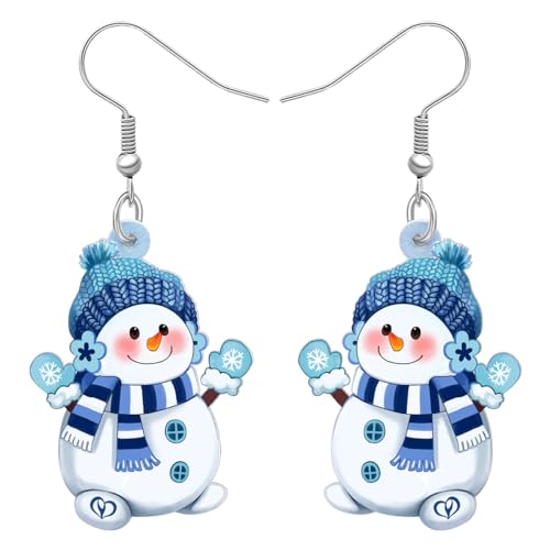 NEWEI Nette Acryl Cartoon Weihnachten Schneemann Ohrringe Drop Dangle Dekoration Kostüme Schmuck Für Frauen Mädchen Geschenk Neujahr (Weihnachts Schneemann D) von NEWEI