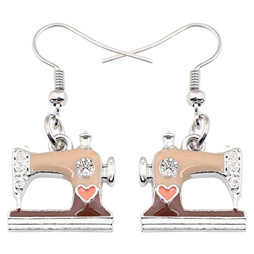 NEWEI Nette Nähmaschine Ohrringe Mode Nähwerkzeuge Schmuck Für Frauen Mädchen Geschenk Dekoration Charms (Braun) von NEWEI