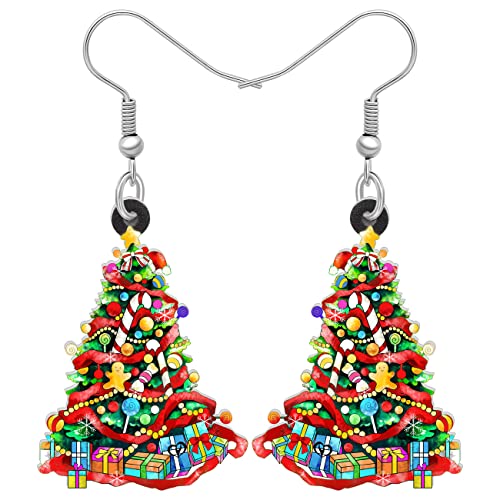 NEWEI Niedliche Weihnachtshaus Ohrringe Fun Crystal Ball Weihnachtsschmuck Einzigartige Weihnachtsbaum Geschenke Für Mädchen Damen Charms (Multi Weihnachtsbaum) von NEWEI