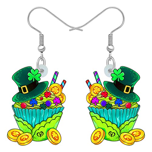 NEWEI St Patricks Day Ohrringe Nette Shamrock Hut Tiere Dangle Schmuck für Frauen Mädchen Festival Accessoires (Eis) von NEWEI