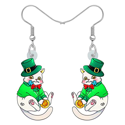 NEWEI St Patricks Day Ohrringe Nette Shamrock Hut Tiere Dangle Schmuck für Frauen Mädchen Festival Accessoires (Kat C) von NEWEI