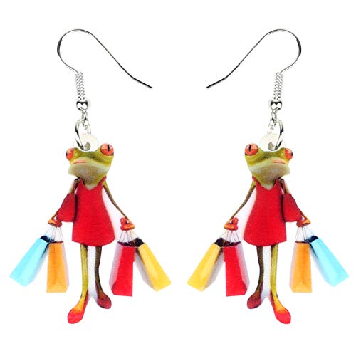 NEWEI Süß Acryl Frosch Ohrringe Hängend Tropfen Für Damen Mädchen Kinder Tier Ornamente Schmuck Deko Charme Geschenk (Blumen) von NEWEI