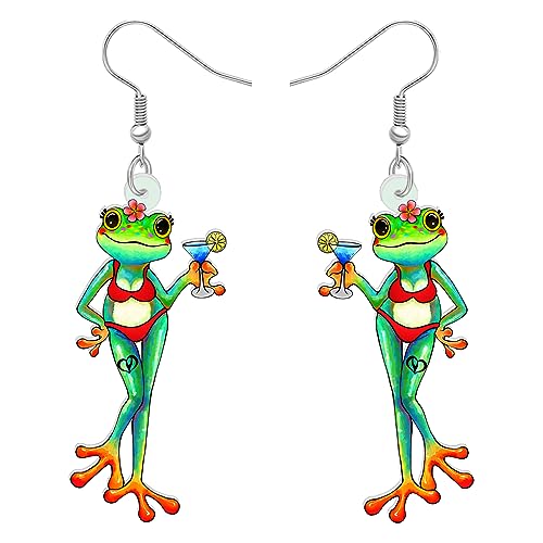 NEWEI Süß Acryl Frosch Ohrringe Hängend Tropfen Für Damen Mädchen Kinder Tier Ornamente Schmuck Deko Charme Geschenk (Hawaii) von NEWEI