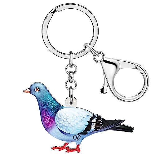 NEWEI Süß Acryl Taube Schlüsselanhänger Ringe Vogel Anhänger Für Frauen Mädchen Kinder Tasche Geldbörse Charms Auto Geschenke (Taube C) von NEWEI