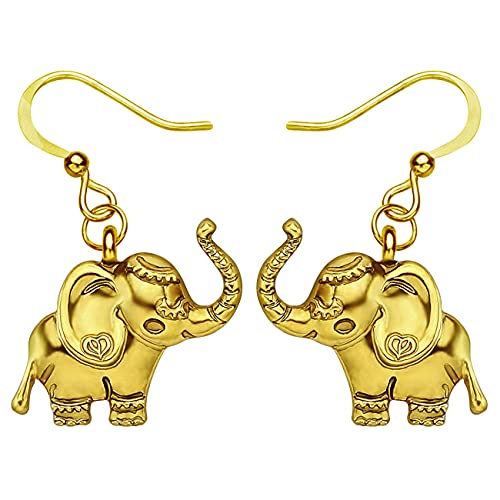 NEWEI Süß Tropfen Acryl Dschungel Elefanten Ohrringe Hängend für Frauen Mädchen Mode Tier Schmuck Geschenk (Antikes Gold) von NEWEI