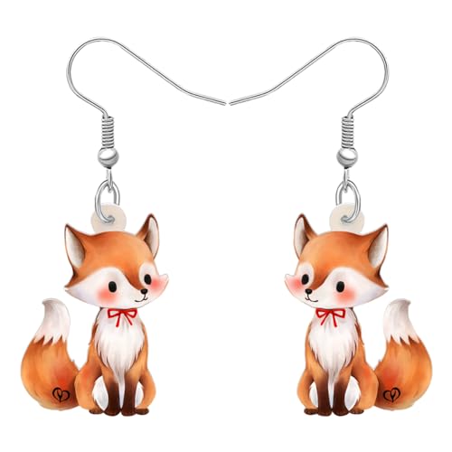 NEWEI Süße Fuchs Ohrringe Baumeln Neuheit Acryl Füchse Schmuck Für Frauen Mädchen Geschenk Charms (Fuchs A) von NEWEI
