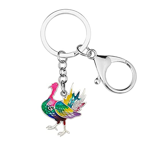 NEWEI Süß Emaille Thanksgiving Truthahn Schlüsselanhänger Ringe Huhn Anhänger Für Frauen Mädchen Kinder Tasche Geldbörse Charms Auto Geschenke (Mehrfarbig) von NEWEI