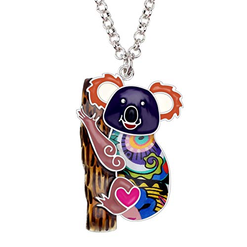 NEWEI Süß Emaille Zink-Legierung Koala Halskette Anhänger Tier Schmuck Kette für Damen Kinder Mädchen Geschenke (Violett) von NEWEI