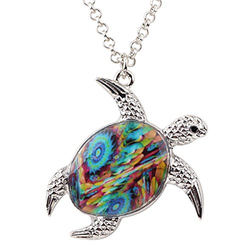 NEWEI Zink-Legierung Meeresschildkröte Halskette Anhänger Cute Schildkröte Schmuck Deko für Frauen Mädchen Geschenke (Blau) von NEWEI