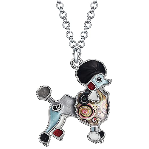 NEWEI Zink-Legierung Pudel Hunde Halskette Anhänger Tier Deko Schmuck für Frauen Mädchen Geschenke (Ebenholz) von NEWEI