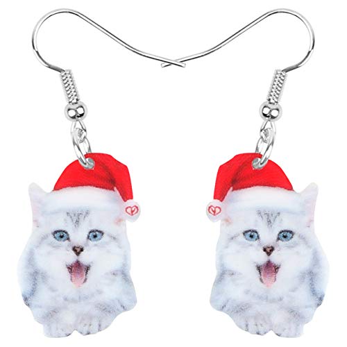Nette Weihnachten Katze Ohrringe Dangle Für Frauen Mädchen Charm Dekoration Geschenke (Weihnachtskatze #15) von NEWEI