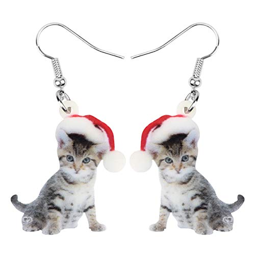 Nette Weihnachten Katze Ohrringe Dangle Für Frauen Mädchen Charm Dekoration Geschenke (Weihnachtskatze #22) von NEWEI