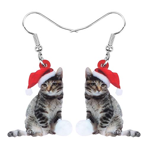 Nette Weihnachten Katze Ohrringe Dangle Für Frauen Mädchen Charm Dekoration Geschenke (Weihnachtskatze #3) von NEWEI