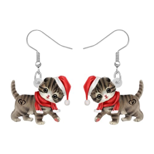 Nette Weihnachten Katze Ohrringe Dangle Für Frauen Mädchen Charm Dekoration Geschenke (Weihnachtskatze #33) von NEWEI