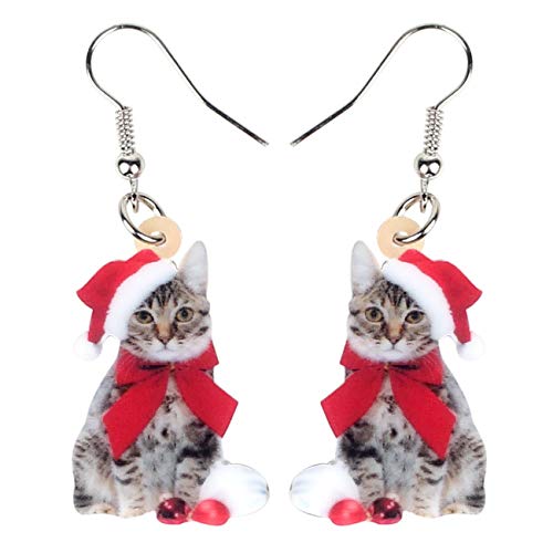 Nette Weihnachten Katze Ohrringe Dangle Für Frauen Mädchen Charm Dekoration Geschenke (Weihnachtskatze #4) von NEWEI