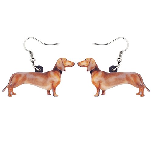 NEWEI Acryl Dackel Hund Ohrringe Hängend Mode Süß Tier Schmuck für Frauen Mädchen Geschenk Charms (Schwarz) von NEWEI