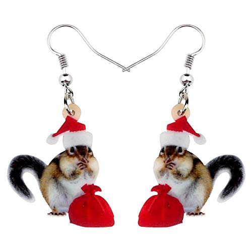 Weihnachten Eichhörnchen Ohrringe Acryl Eichhörnchen Dangle Schmuck Für Frauen Kinder Mädchen Charm (Grau) von NEWEI