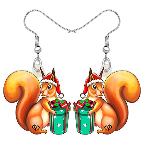 Weihnachten Eichhörnchen Ohrringe Acryl Eichhörnchen Dangle Schmuck Für Frauen Kinder Mädchen Charm (Karotte) von NEWEI