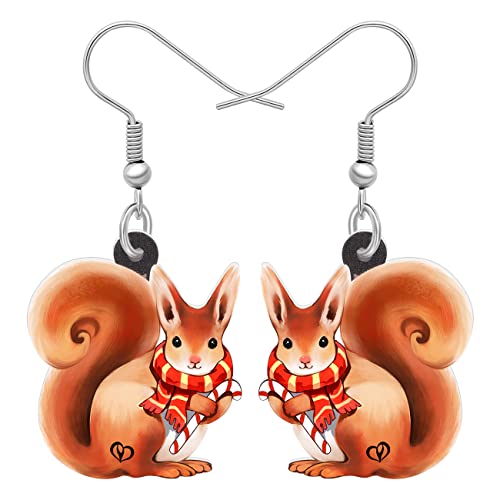 Weihnachten Eichhörnchen Ohrringe Acryl Eichhörnchen Dangle Schmuck Für Frauen Kinder Mädchen Charm (Mandarine) von NEWEI