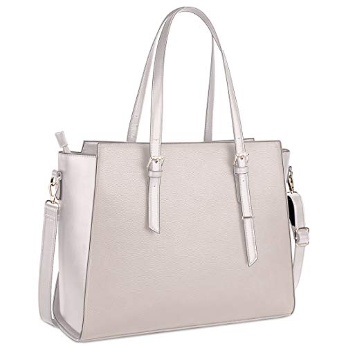 Handtasche Damen Shopper Damen Große Beige Gross Laptop Tasche 15.6 Zoll Elegant Leder Umhängetasche für Büro Arbeit Schule von NEWHEY