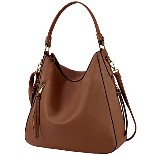 Hobo Handtaschen für Frauen, groÃŸe wasserdichte Lederbörsen Damen Tote Satchel börse Schultertasche, Braun (braun), Large von NEWHEY