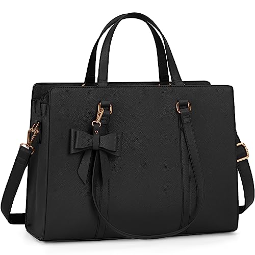 NEWHEY Handtasche Damen Shopper Damen Große Schwarz Tasche Damen Laptoptasche 15.6 Zoll PU Leder Umhängetasche Arbeitstasche für Business Arbeit Schule von NEWHEY