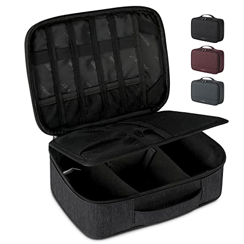 NEWHEY Kabel Organizer Tasche Doppellagig Wasserdicht Gadget Elektronik Zubehör Reise Organizer Tasche für Kabel USB-Laufwerk Ladegerät Powerbank iPad Schwarz von NEWHEY