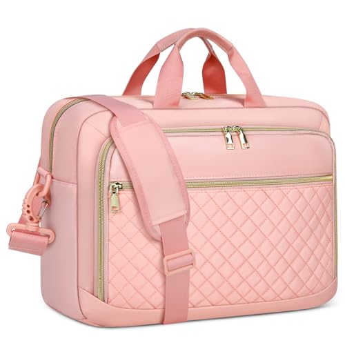 NEWHEY Laptoptasche 17,3 Zoll für Damen Laptop Aktentasche Computertasche Laptop Tasche Business Notebook Tasche Wasserdichte Schultertasche Umhängetasche für Geschäft Rosa von NEWHEY